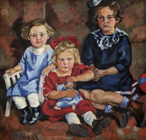 SPALA Vaclav 1885-1946,Trojportrét Helfertových dětí,1917,Art Consulting CZ 2018-10-21