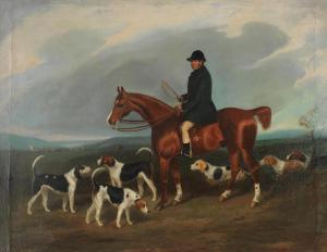 SPALDING Charles Bilger,Portrait of a huntsman and hounds, thought to be M,1857,Bonhams 2023-07-05