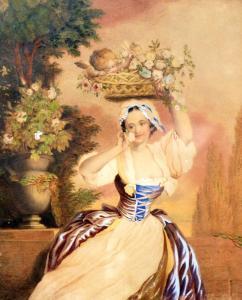SPALDING G 1800-1800,Maid carrying a basket aloft her head with baby am,Capes Dunn GB 2016-05-17
