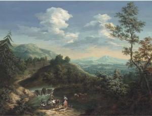 SPALTHOF JAN PHILIP,An extensive mountainous landscape with a drover,1720,Christie's GB 2005-07-06