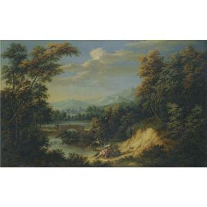 SPALTHOF JAN PHILIP,AN EXTENSIVE WOODED RIVER LANDSCAPE WITH FIGURES R,1700,Sotheby's GB 2011-04-14