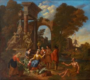 SPALTHOVEN Joannes P 1680-1722,Capriccio with Market Scene,1712,Desa Unicum PL 2020-10-06