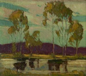 SPANGENBERG George 1907-1964,''Murray's Lake'', landscape with eucalyptus tr,John Moran Auctioneers 2015-03-24