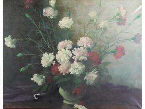 SPANISH SCHOOL,Carnations in a vase,Capes Dunn GB 2014-03-25