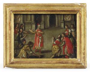 SPANISH SCHOOL,Figures in classical dress in a courtyard,Christie's GB 2011-07-20