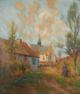 SPANOGHE Leo 1874-1955,Mère et enfant sur le chemin du village,Horta BE 2018-01-22