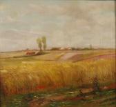 SPANOGHE Leo 1874-1955,Sommer auf dem Land Blick über goldgelbe Felder un,1899,Mehlis DE 2019-08-22