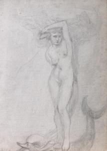 SPARE Austin Osman 1888-1956,Untitled, Nude woman stood on a dol,2010,Bellmans Fine Art Auctioneers 2023-11-21