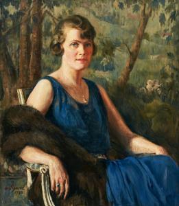 SPARRE Louis,Porträtt föreställande statsrådinnan Österberg,1930,Uppsala Auction 2023-12-12