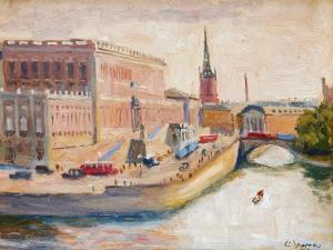 SPARRE Louis 1863-1964,Vy mot Stockholms slott,1938,Uppsala Auction SE 2021-12-08