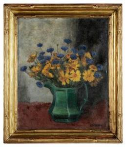 SPARROW Jack 1893-1961,Cosmos and Batchelor Buttons in a Green Pitcher,Brunk Auctions US 2010-09-11