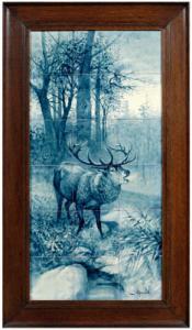 specht,elk in woodland landscape,Brunk Auctions US 2009-02-28