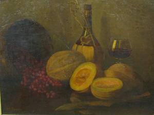 SPEER William W 1877,STILL LIFE WITH CHIANTI BOTTLE AND WINE GLASS,Freeman US 2006-06-23