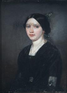 SPELTER Jakob,Halbporträt einer jungen Frau in schwarzem Kleid m,1853,DAWO Auktionen 2009-11-25