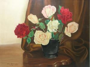 SPENCELAYH Vernon 1891-1980,Still life of vase of rose,1958,Andrew Smith and Son GB 2007-09-04