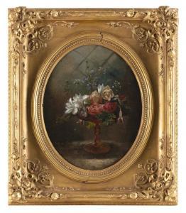 SPENCER Lilly Martin 1822-1902,Still life of flowers in a glass compote,1865,Eldred's US 2023-03-23