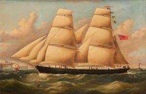 SPENCER Robert Barnet 1840-1874,Le deux-mâts pavoisé arrivant à Douvres,Horta BE 2022-11-14