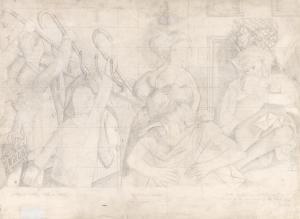 SPENCER Stanley,Drawing for the Marriage at Cana, Bride Reading Co,c. 1933,Bonhams 2024-03-27