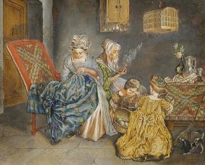 SPENGLER NIKOLAUS MICHAEL 1700-1776,WOMEN IN THE LIVING ROOM,1768,Van Ham DE 2014-11-15
