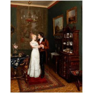 SPIELTER Carl Johann 1851-1922,Young couple in an elegant salon,Kaupp DE 2022-11-26