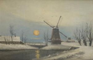 SPILLIAERT Emile 1858-1913,Paysage hivernal avec moulin,Horta BE 2012-01-16