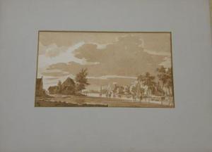 SPILMAN Henricus 1721-1784,Flusslandschaft mit Häusern und Segelbooten,Palais Dorotheum 2009-03-05