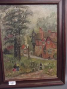 Spink Catherine,village scene at Abinger Hammer, Surrey with figur,Crow's Auction Gallery 2016-05-11