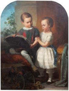 SPOEL Jacob 1820-1868,A double portrait of Rudolf Adriaan and Anna Jacob,Venduehuis NL 2021-05-27