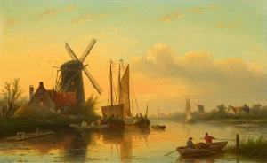 SPOHLER Jacob Jan Coenraad 1837-1923,Dutch river landscape with windmill,Galerie Koller 2024-03-22