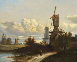 SPOHLER Jacob Jan Coenraad 1837-1923,Les moulins en Hollande,Aguttes FR 2009-11-06