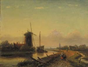 SPOHLER Jan Jacob 1811-1866,A summer landscape with villagers along a canal at,Christie's 2000-04-18