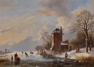 SPOHLER Jan Jacob 1811-1866,Winter landscape with skaters,1842,Sotheby's GB 2024-04-10