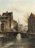 SPOHLER Johannes Franciscus 1853-1894,Skating on a frozen town canal,Christie's GB 2009-10-13