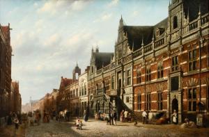 SPOHLER Johannes Franciscus 1853-1894,The town hall in Leiden,1870,Venduehuis NL 2023-11-14