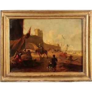 SPOOR Willem Joost L. 1749-1821,Paesaggio con fortificazione e figure,Galleria Sarno IT 2023-03-15