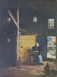 SPRAGUE Edith 1800-1900,a woman peeling potatoes beside an open door,1899,Bonhams GB 2005-07-18