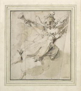 SPRANGER Bartholomeus 1546-1611,An angel with a trumpet unframed,Bonhams GB 2016-11-02