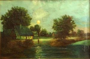 SPRANGER E W 1800-1900,Moon Over The Village,1906,Kodner Galleries US 2016-10-05