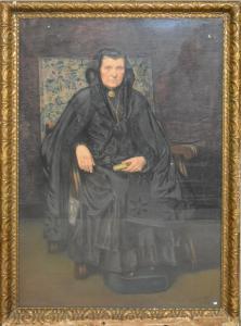SPRINGAEL Antoine 1871-1928,portrait de vieille dame à la robe noire,1913,Rops BE 2016-04-17