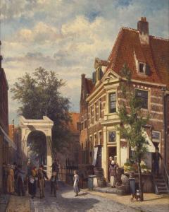SPRINGER Cornelis 1817-1891,A Busy Street in Weesp,1877,Freeman US 2024-04-17