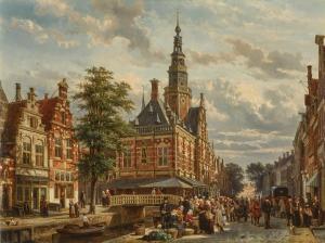 SPRINGER Cornelis,The Market Square and Town Hall of Bolsward in Sum,1872,Sotheby's 2023-12-07