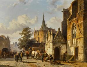 SPRINGER Cornelis 1817-1891,View of the Kerkplein in Alkmaar,1851,Sotheby's GB 2023-12-07