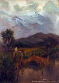 SPROTT William Kinloch 1864-1893,Inland Kaikoura with Pukekos,International Art Centre NZ 2007-08-07
