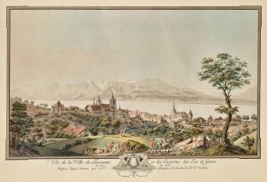 SPRUNGLIN Niklaus 1725-1802,Vue de la Ville de Lausanne,Dobiaschofsky CH 2023-11-08
