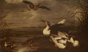 SPRUYT JOHANNES 1627-1671,DUCKS, DUCKLINGS AND SNIPE BY AN ESTUARY,Sworders GB 2018-04-17