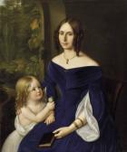 STÖHR Philipp,Bildnis einer Dame mit Kind mit Ausblick auf einen,1841,Palais Dorotheum 2013-03-26
