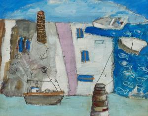 ST IVES SCHOOL,Boats and Mine Stacks Cornwall,20th century,David Duggleby Limited GB 2021-07-24