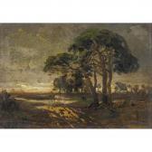 STABLI Adolf 1842-1901,Abendliche Landschaft mit Bäumen,Dobiaschofsky CH 2015-11-04