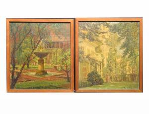 STACEY Anna Lee 1865-1943,A Fountain in a Garden; A Lady Entering a Veranda ,1916,Bonhams 2005-06-12