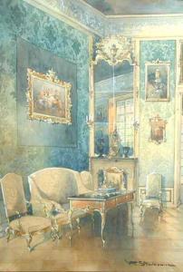STACHOWICZ Wladyslaw 1911-1979,Wnętrze pałacu w Wilanowie,Rempex PL 2001-02-28